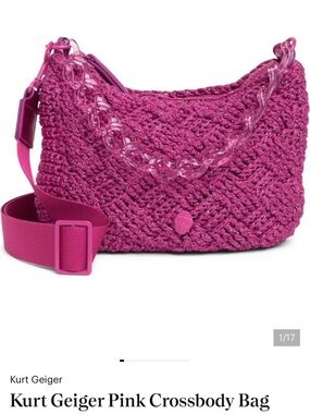Kurt Geiger Fuchsia Woven Crossbody with Clear Chain Handle